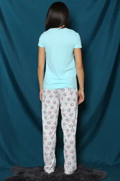 Desenli Pijama Takımı Mint