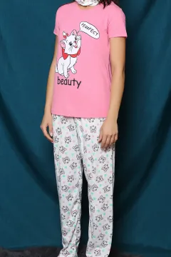 Desenli Pijama Takımı Pembekrem