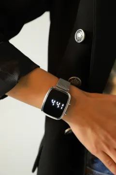 Dijital Hasır Mıknatıslı Unisex Kol Saati Gümüş