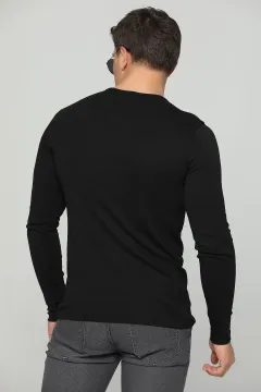 Erkek Likralı Basic Body Sweatshirt Siyah