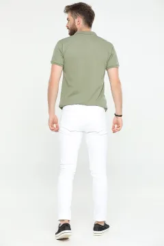 Enzim Yıkamalı Slim Kot Pantolon Beyaz