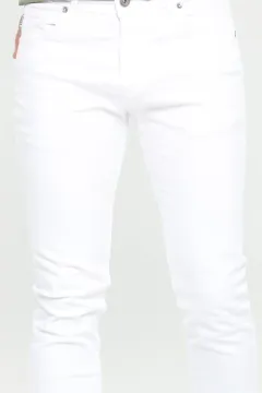 Enzim Yıkamalı Slim Kot Pantolon Beyaz