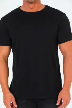 Erkek Bisiklet Yaka Basic T-shirt Siyah