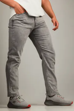 Erkek Büyük Beden Jeans Pantolon Gri