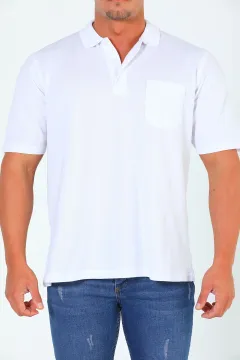 Erkek Büyük Beden Polo Yaka T-shirt Beyaz