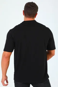 Erkek Büyük Beden Polo Yaka T-shirt Siyah