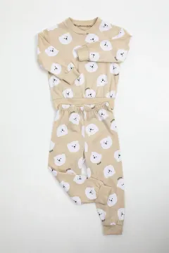 Erkek Çocuk Desenli Pijama Takım Bej