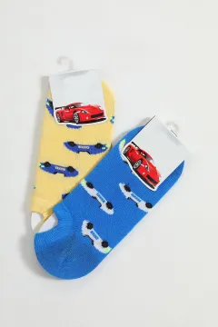 Erkek Çocuk İkili Patik Çorap Sarımavi