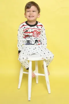 Erkek Çocuk Pijama Takımı Kremsiyahlı