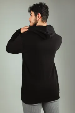 Erkek Kapüşonlu Cepli Sweatshirt Siyah
