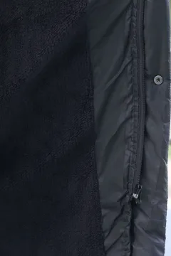 Erkek Kapüşonlu İçi Peluşlu Şişme Mont Siyah