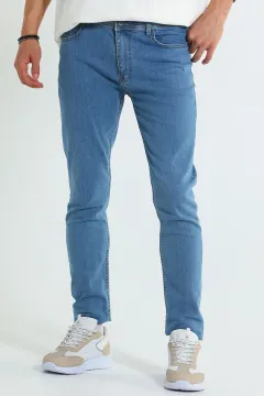Erkek Likralı Jeans Pantolon Açıkmavi