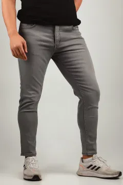 Erkek Likralı Slim Fit Jeans Pantolon Gri