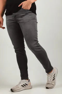 Erkek Likralı Slim Fit Jeans Pantolon Koyugri