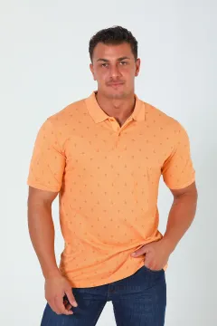 Erkek Polo Yaka Baskılı T-shirt Açık Orange