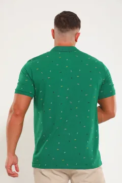 Erkek Polo Yaka Desenli T-shirt Yeşil