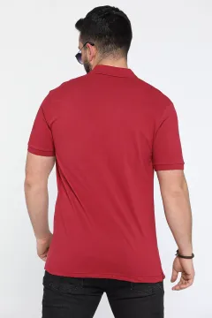 Erkek Polo Yaka Likralı T-shirt Bordo