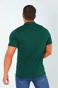 Erkek Polo Yaka Likralı T-shirt Koyuyeşil