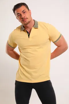 Erkek Polo Yaka Likralı Tshirt Sarı