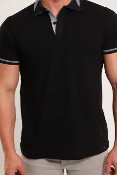 Erkek Polo Yaka T-shirt Siyah