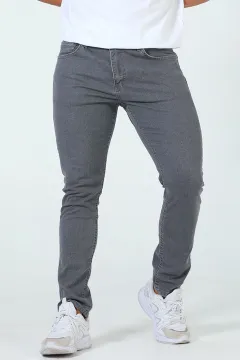 Erkek Tırnaklı Likralı Jeans Pantolon Gri