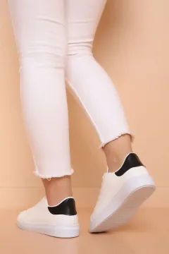 Bağcıklı Bayan Spor Ayakkabı Beyazsiyah