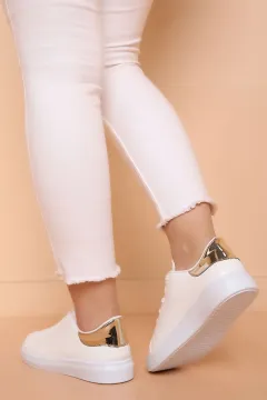 Bağcıklı Bayan Spor Ayakkabı Beyazgold