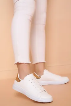 Bağcıklı Bayan Spor Ayakkabı Beyazgold