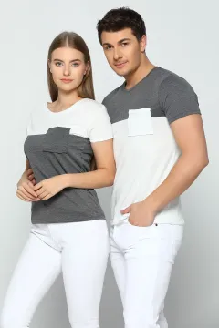 Garnili Cepli Sevgili Kombin Bayan T-shirt Antrasit