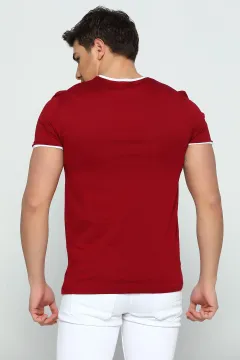 Garnili Sevgili Kombin Erkek T-shirt Bordo