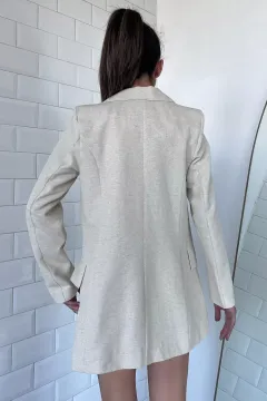 İç Astarlı Cep Detaylı Kadın Blazer Ceket Taş