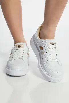 Kadın Anaroklu Bağcıklı Spor Ayakkabı Beyazbej