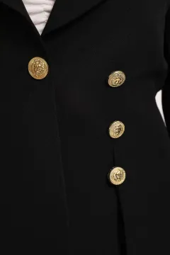 Kadın Astarlı Düğmeli Blazer Ceket Siyah