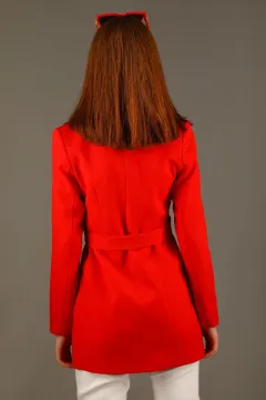 Kadın Astarlı Uzun Blazer Ceket Kırmızı
