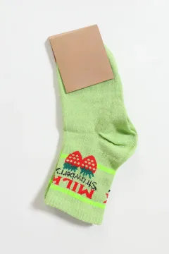 Kadın Baskılı Soket Çorap Fıstık Yeşili