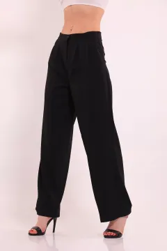 Kadın Cepli Palazo Kumaş Pantolon Siyah