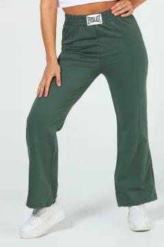 Kadın Çimalı Şardonlu Bol Paça Pantolon Eşofman Yeşil