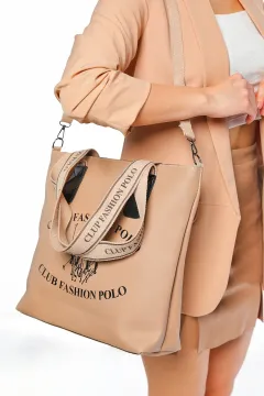 Kadın Clup Fashion Polo Baskılı Günlük Shopper Çanta Taş