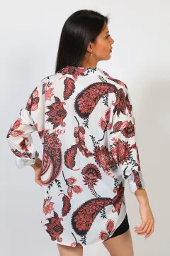 Kadın Desenli Gömlek (40-44 Beden Aralığında Uyumludur) Kremkahve