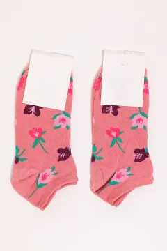Kadın Desenli İkili Patik Çorap (35-40 Beden Uyumludur) Gülkurusu