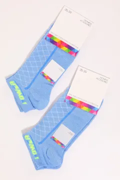 Kadın Desenli İkili Patik Çorap (36-39 Beden Aralığında Uyumludur) Mavi