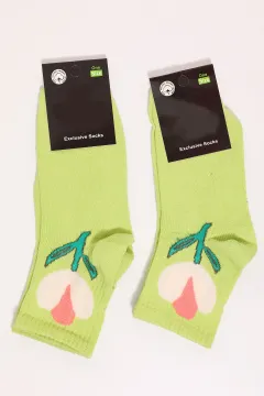 Kadın Desenli İkili Soket Çorap (35-40 Beden Aralığında Uyumludur) Yeşil
