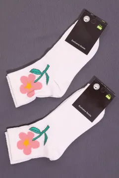 Kadın Desenli İkili Soket Çorap (35-40 Beden Aralığında Uyumludur) Krem
