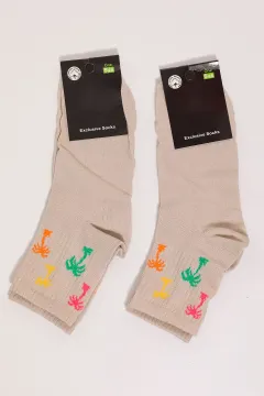 Kadın Desenli İkili Soket Çorap (35-40 Beden Aralığında Uyumludur) Bej