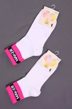 Kadın Desenli İkili Soket Çorap(36-40 Beden Aralığında Uyumludur) Fuşya