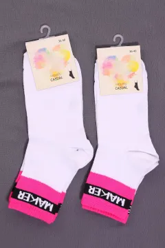 Kadın Desenli İkili Soket Çorap(36-40 Beden Aralığında Uyumludur) Fuşya