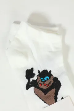 Kadın Desenli Patik Çorap Krem
