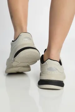 Kadın Kalın Tabanlı Anaroklu Spor Ayakkabı Bej