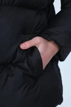 Kadın Kapüşonlu Oversize Şişme Mont Siyah
