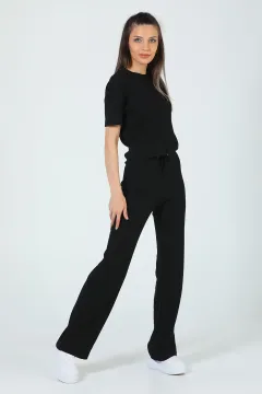 Kadın Kaşkorse Bluz Pantolon İkili Takım Siyah